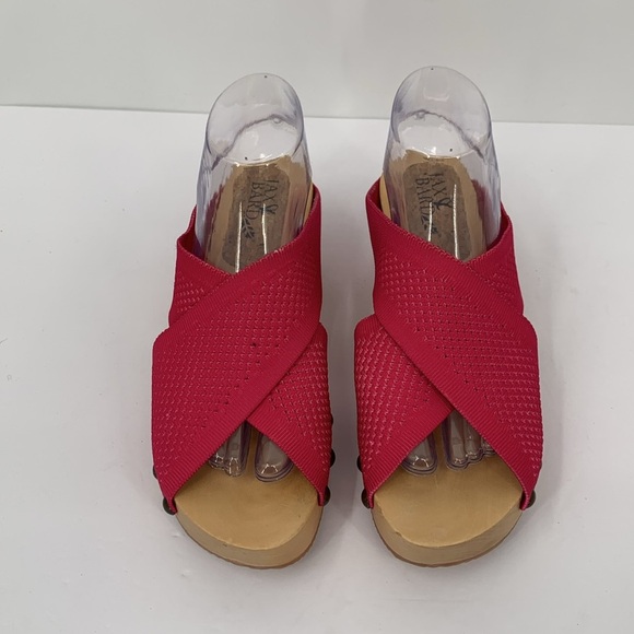 Jax & Bard Libby Hill clog sandals pink criss cross slide shoe wood new 39 8 - Picture 3 of 8